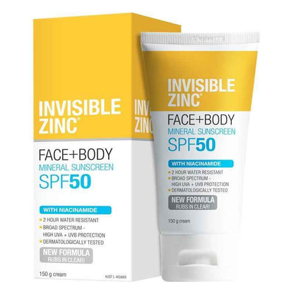 Invisible Zinc Face+Body Mineral Sunscreen SPF50 150g