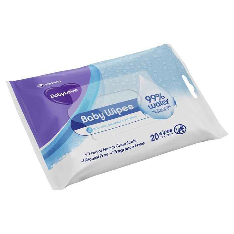 Babylove Water Wipes Travel Pack 20 Pack
