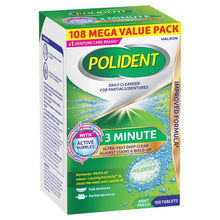 Polident 3 Minute Denture Cleanser 108 Tablets Exclusive Size