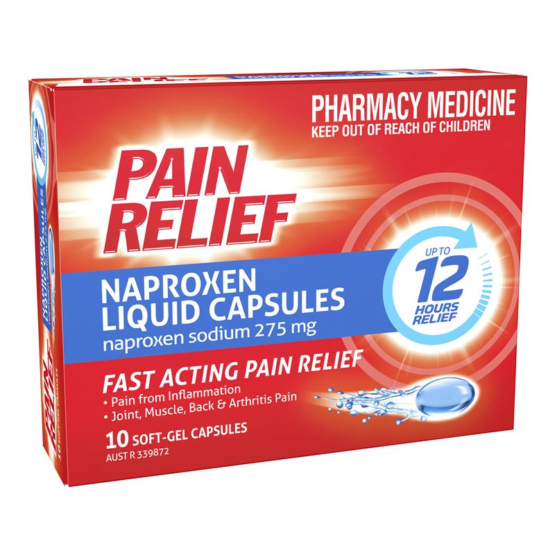 Pain Relief Naproxen Liquid Capsules 10 Pack