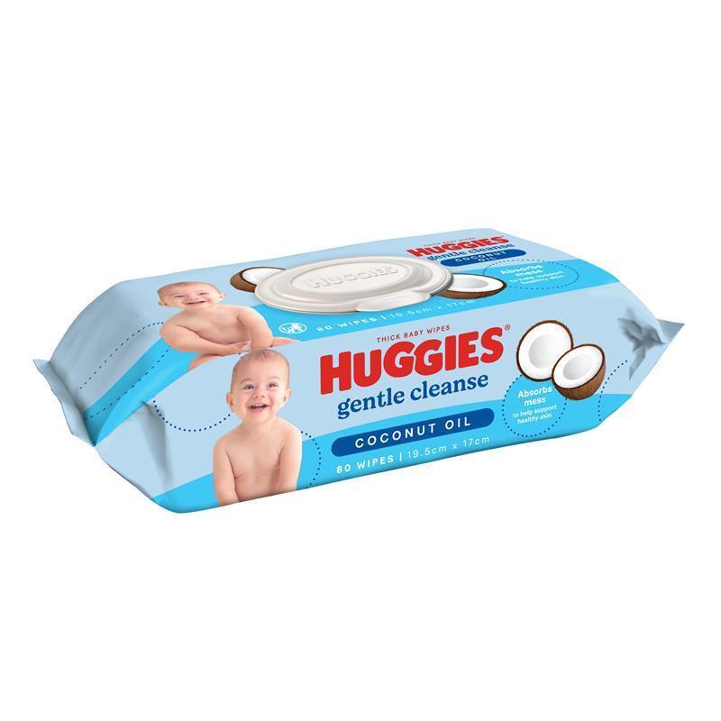 Huggies Glentle Cleanse Baby Wipes Coconut Oil 80 Pack