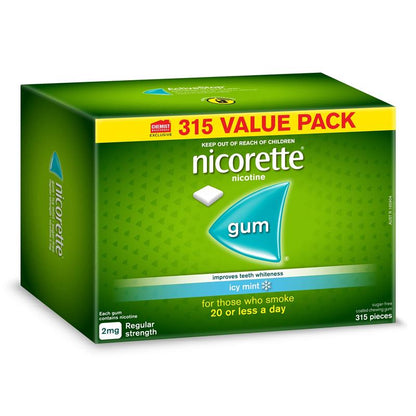 Nicorette Quit Smoking Regular Strength Nicotine Gum Icy Mint Exclusive Size 315 Pack