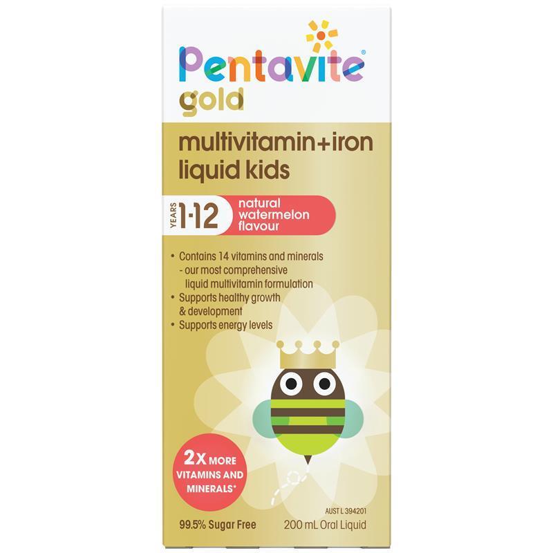 Pentavite Gold Multivitamin + Iron Liquid For Kids 200ml - GimmeNow