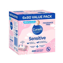Curash Baby Sensitive Wipes 6 x 80 Value Pack