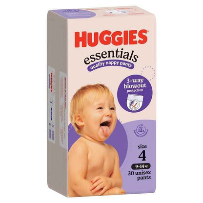 Huggies Essentials Nappy Pants  Size 4 9-14kg 30 Pack