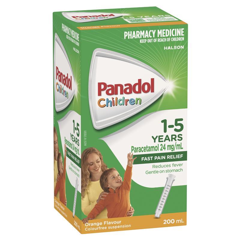 Panadol Children 1-5 Years Suspension Fever & Pain Relief Orange Flavour 200ml