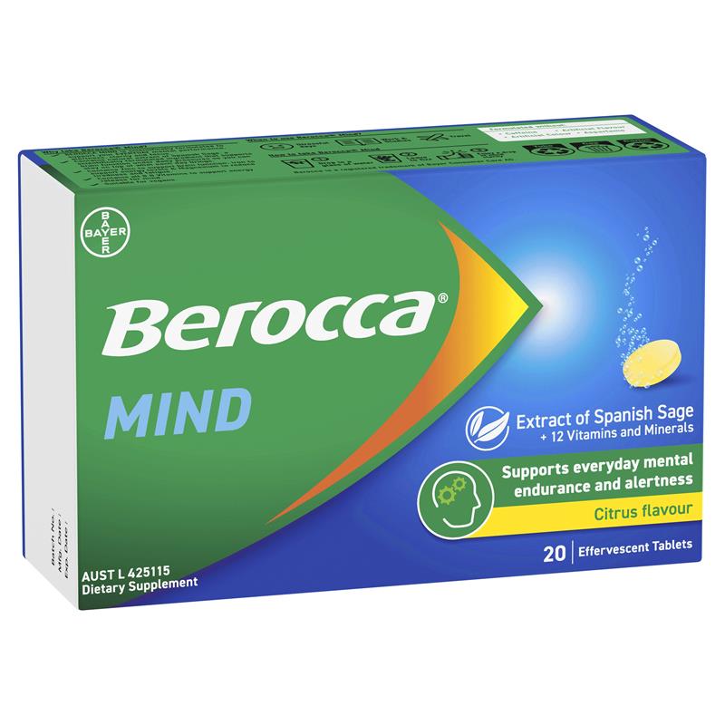 Berocca Mind Citrus 20 Effervescent Tablets - GimmeNow