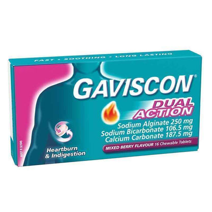 Gaviscon Dual Action Heartburn and Indigestion Relief Mixed Berry 16 Pack
