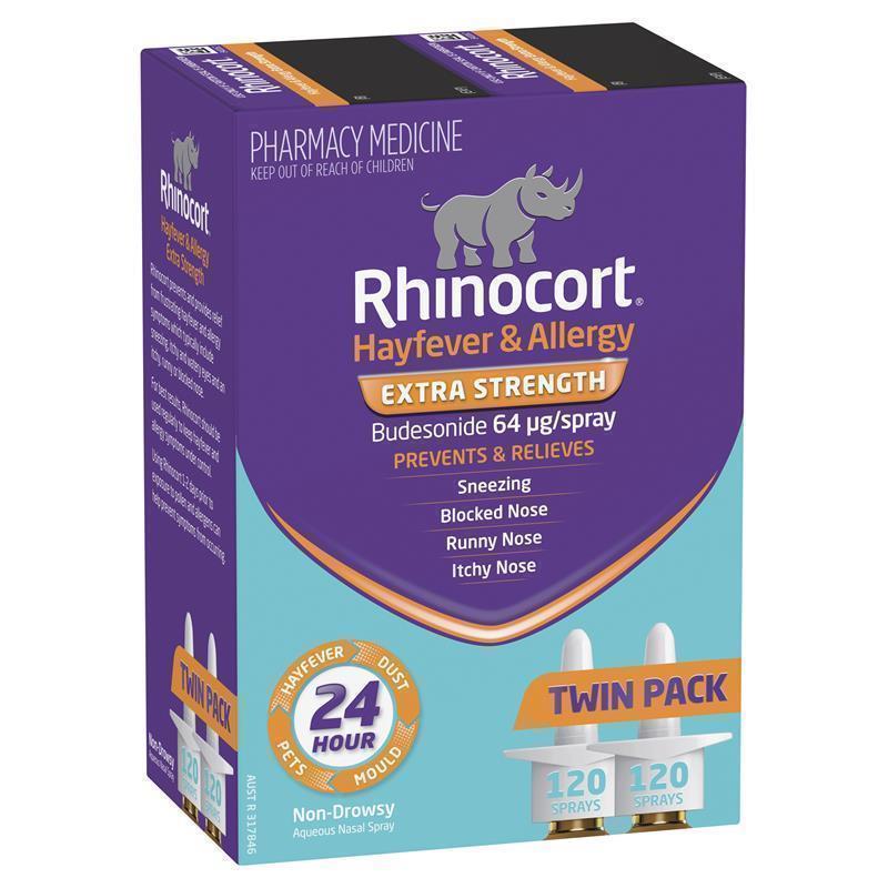 Rhinocort Extra Strength Hayfever & Allergy Nasal Spray 120 Sprays x 2 Pack