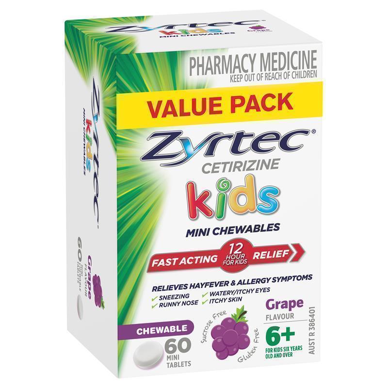 Zyrtec Kids Chewable Grape 60 Tablets