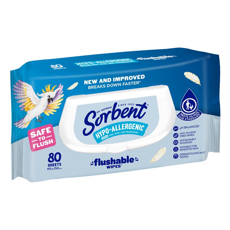 Sorbent Hypo Allergenic Wipes 80 Pack