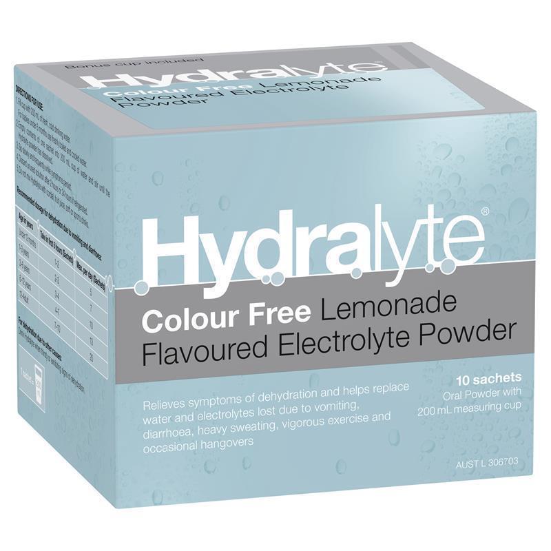 Hydralyte Electrolyte Powder Colour Free Lemonade 4.9g x 10 - GimmeNow