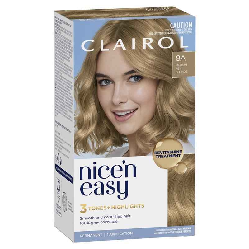 Clairol Nice N Easy 8A Natural Medium Ash Blonde Permanent Hair Colour