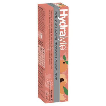 Hydralyte Electrolyte Effervescent Peach Crush 20 Tablets
