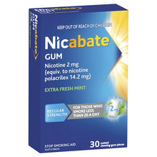 Nicabate Extra Fresh Mint Gum Quit Smoking 2mg 30 pieces