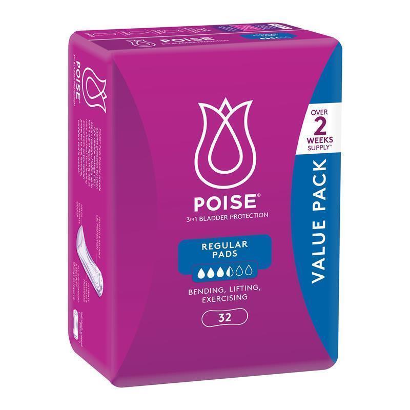 Poise Incontinence Pads Regular 32 Pack
