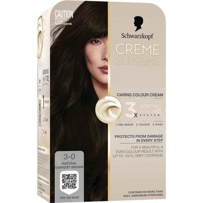 Schwarzkopf Creme Supreme Permanent Natural Darkest Brown 3-0