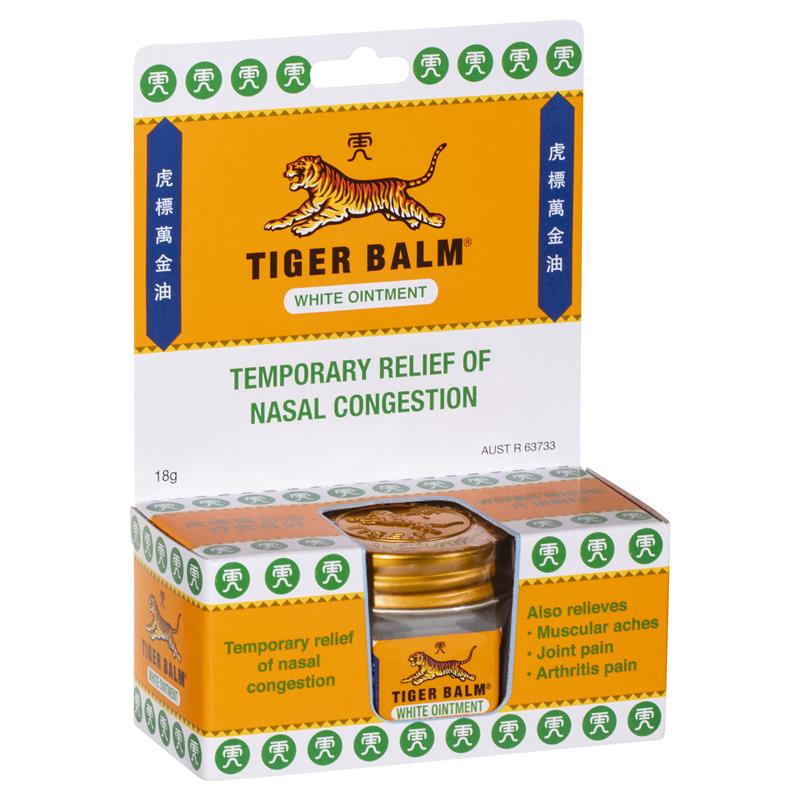 Tiger Balm Nasal Congestion & Muscle Relief White Ointment 18g