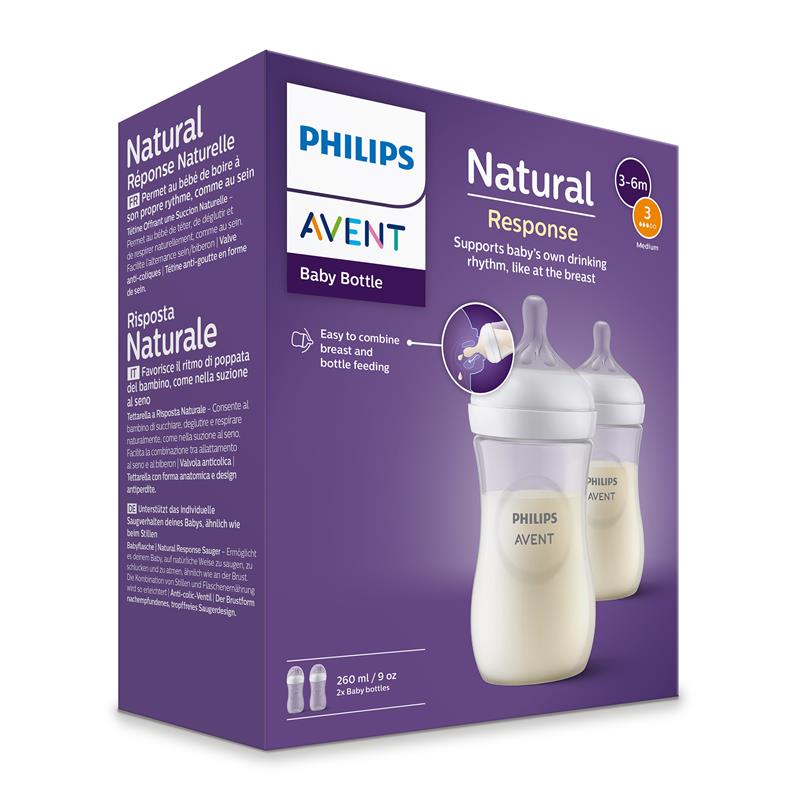 Avent Natural Response Feeding Bottle 260ml 2 Pack