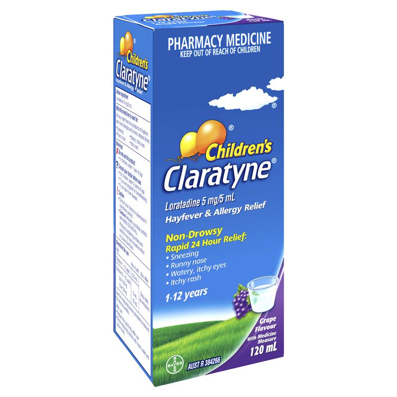 Children's Claratyne Allergy & Hayfever Relief Syrup For Kids Grape Flavour 120mL - GimmeNow