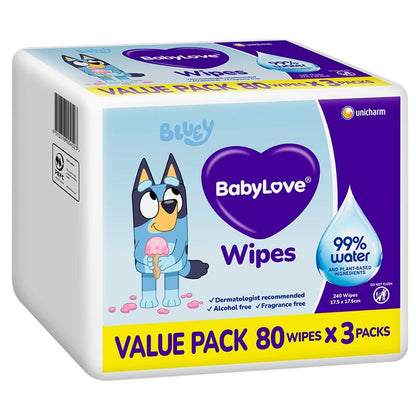Babylove Water Wipes (80 X 3) 240 Pack