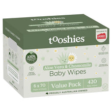 Tooshies Baby Wipes Aloe Vera and Chamomile 6 x 70 Pack