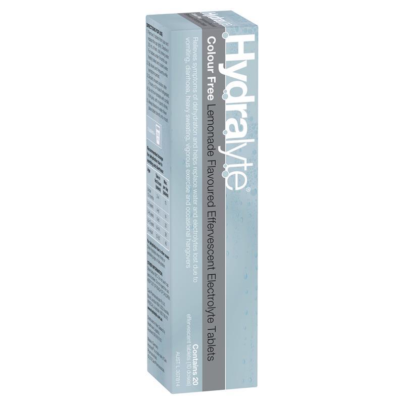 Hydralyte Electrolyte Effervescent Colour Free Lemonade 20 Tablets - GimmeNow