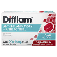 Difflam Sore Throat Sugar Free Raspberry 16 Lozenges