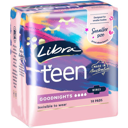 Libra Girl Pads Goodnight Wing 10 Pack