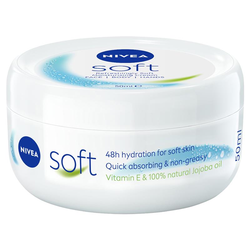NIVEA Soft Moisturiser Cream Face Body Hands 50ml