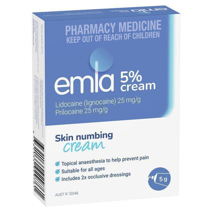 Emla Cream 1 x 5g Tubes + 2 Dressings