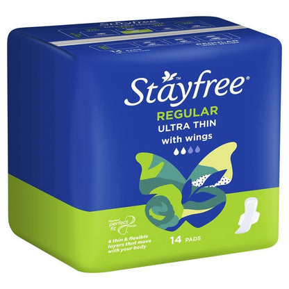 Stayfree Ultra Thin Regular Sanitary Pads With Wings 14 Pack