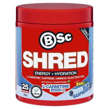 BSc Energy Shred + Hydration Powder Zappo Sour Blue Raspberry 275g