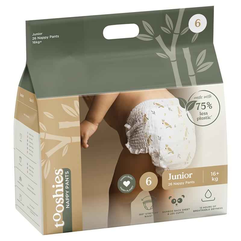 Tooshies Eco Nappy Pants Size 6 Junior 16kg+ 26 Pack