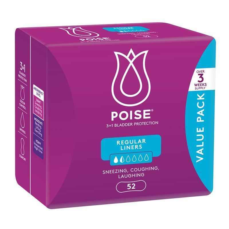 Poise Liner Regular Bulk 52 Pack