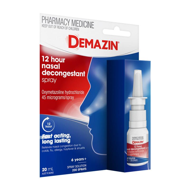 Demazin 12 Hour Relief Nasal Decongestant Spray 20ml