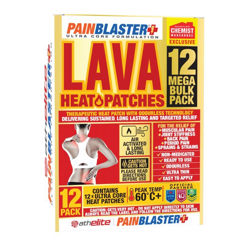 Pain Blaster Lava Heat Patches 12 Pack By Athelite Exclusive Size