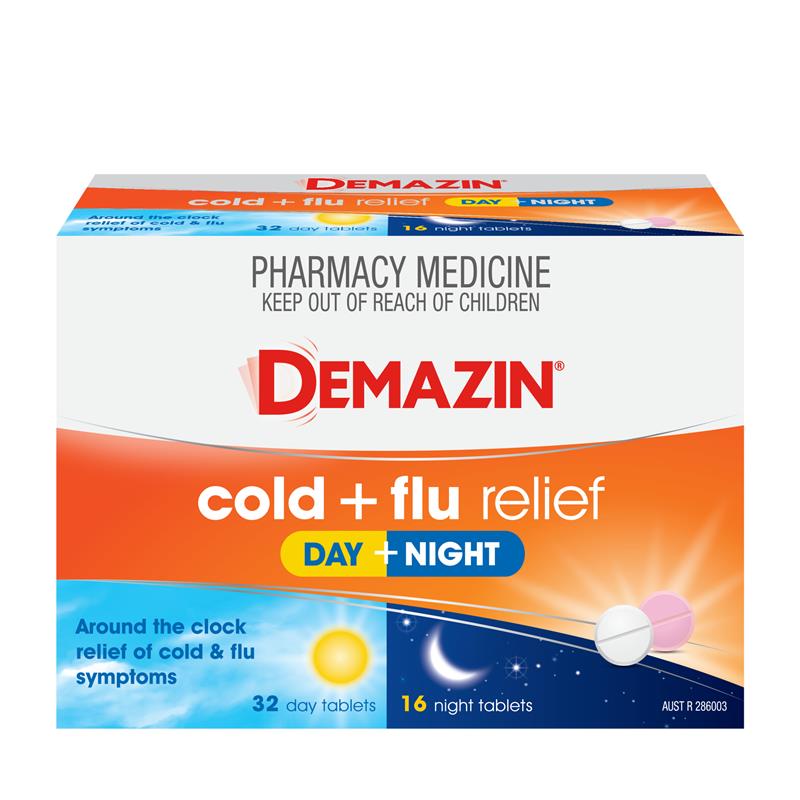 Demazin Cold & Flu Relief Day + Night 48 Tablets