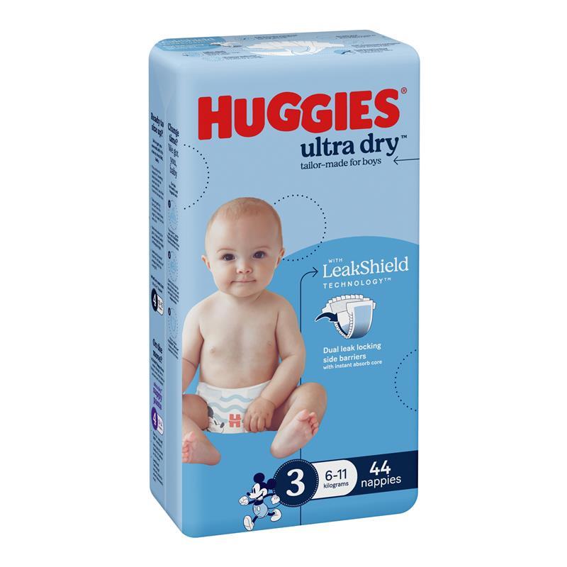 Huggies Ultra Dry Nappies Boys Size 3 (6-11kg) 44 Pack