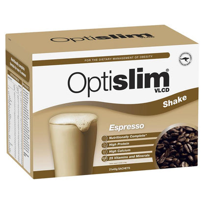 Optislim VLCD Meal Replacement Shake Espresso 21x43g Sachets - GimmeNow