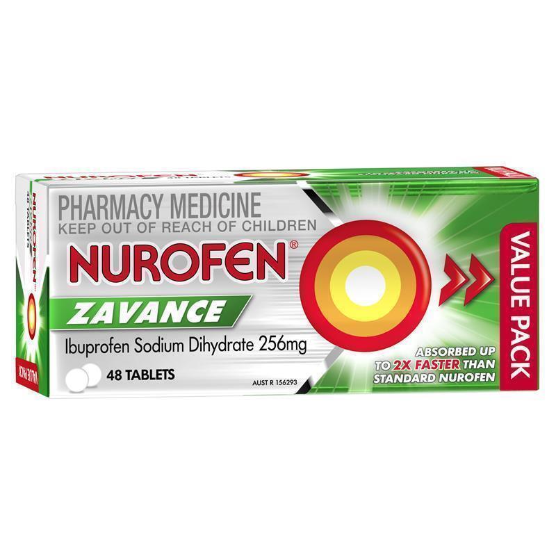 Nurofen Zavance Fast Pain Relief Tablets 48 pack 256mg Ibuprofen