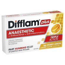 Difflam Plus Anaesthetic Sugar Free Honey And Lemon 16 Lozenges