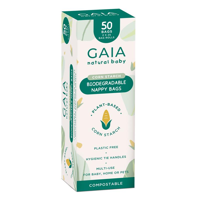 Gaia Natural Baby Biodegradable Nappy Bags 50 Pack
