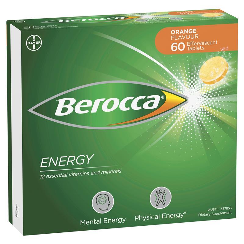 Berocca Energy Orange 60 Effervescent Tablets Exclusive Size - GimmeNow