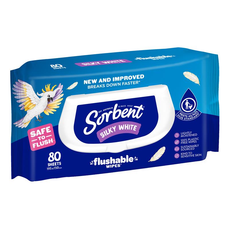 Sorbent Flushable Wipes 80 Pack