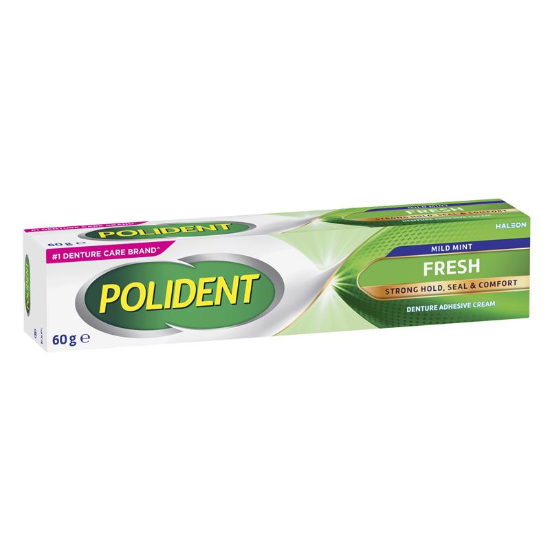 Polident Denture Adhesive Cream Fresh Mint 60g