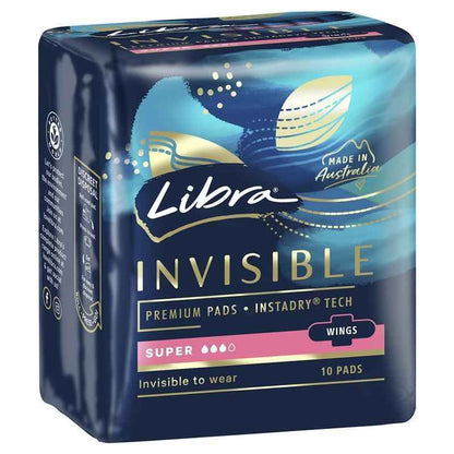 Libra Pads Invisible Body Fit with Wings Super 10
