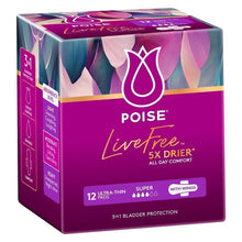 Poise LiveFree Incontinence Pads Super with Wings 12 Pack