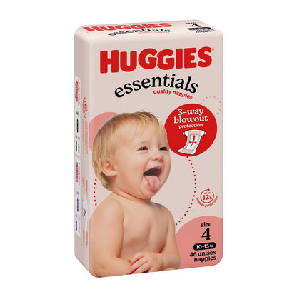 Huggies Essentials Nappies Size 4 (10- 15kg) 46 Pack
