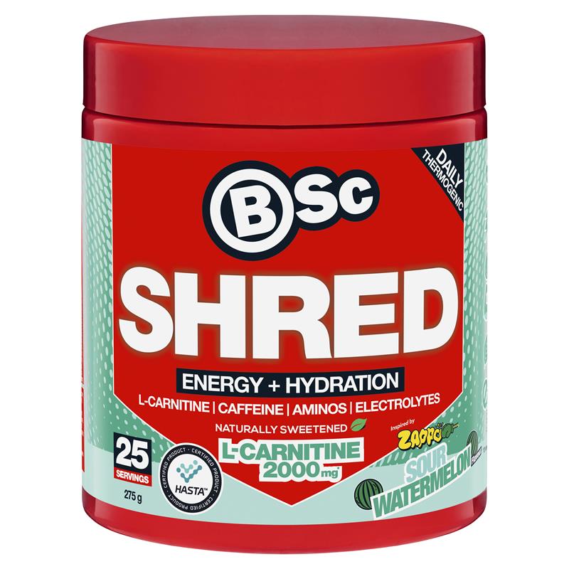 BSc Energy Shred + Hydration Powder Zappo Sour Watermelon 275g